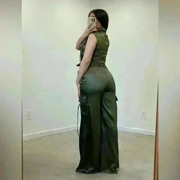 KAILER Sirene Satin Pant Set (Olive) NWT size S - Picture 3 of 15